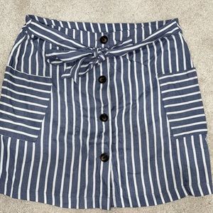 CUTE HIGH WAISTED STRIPED SKIRT WITH BELT